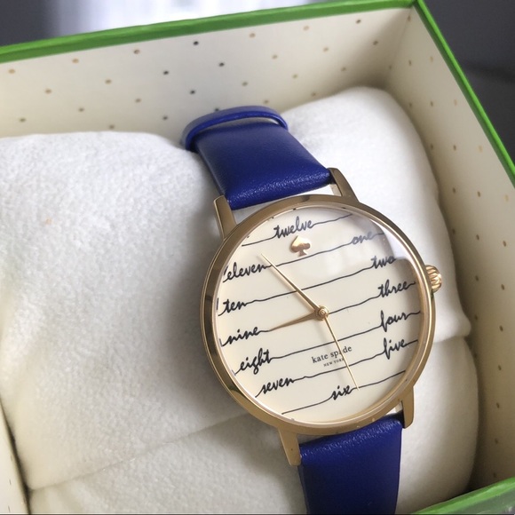 kate spade Accessories - NEW Kate Spade Metro Cobalt Blue Leather Watch